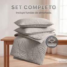 REAL TEXTIL Colcha Doble Vista con Fundas de Almohada, Edredón Ligero Capitonado Pinsonic, Edrecolcha para Verano, Sobrecama - Beige natural - Ver 5