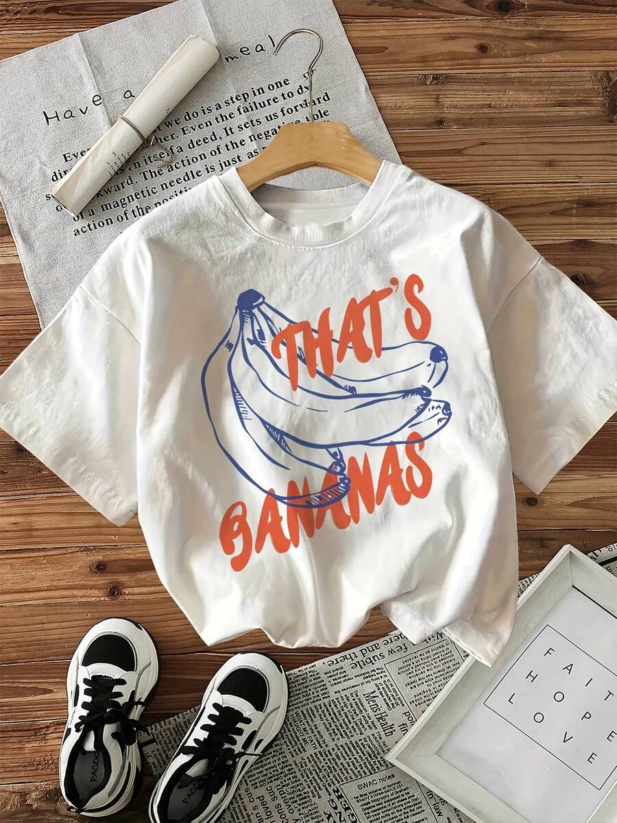 Camiseta con Estampado Gráfico, Manga Corta, Cuello Redondo, Top Casual para Verano y Primavera, Ropa de Mujer