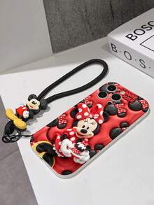 Disney Minnie Mouse Phone Case With Minnie Charm And Lanyard - Cute Minnie Protective Case With Plush 3D Design, Minnie Cupcake, And Red Polka Dot Background, Equipped With Delicate Mickey Decorative Lanyard And Beaded Bracelet For Easy Carrying, Compatible With IPhone 17, 16, 15, 14, 13, 12, 11 Pro Series, Ideal For Birthdays, Holidays, Anniversaries, Graduation Gifts, Or Any Special Occasion To Surprise Family, Friends, Classmates, And Loved Ones. - White - View 7