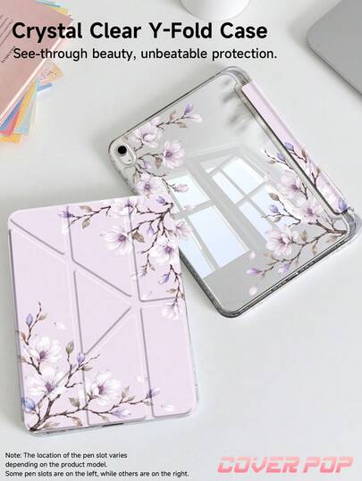 Ốp lưng máy tính bảng họa tiết hoa nhài, tương thích với iPad Air 8 (M4) 2026 (11 inch), Air 8 (M4) 2026 (13 inch), Air 11 inch M3 2025 / M2 2024, Air thế hệ thứ 5 2022, (A16) 11 inch thế hệ thứ 11 2025, tương thích với Samsung Galaxy Tab, Kindle Paperwhite thế hệ thứ 12 2024. Mặt lưng trong suốt, ốp bảo vệ họa tiết thời trang, chức năng tự động tắt/mở màn hình, bảo vệ bằng túi khí, thích hợp làm quà tặng và sử dụng trong văn phòng.
