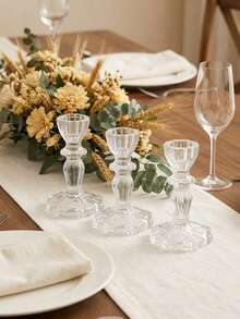 3pcs/1pc Elegant Transparent Candle Holder/Candle Stand, Room Decor/Home Decor/Tabletop Decor, Natural Crystal Design, Suitable For Furniture Decor, Home Desk Decor, Wedding Centerpiece, Office Decor, Outdoor Garden Decor, Room Decor, Family Gathering, Dining Table Decor, Wedding, Events, Gift For Best Friend/Christmas/Thanksgiving/Halloween - Clear - View 15