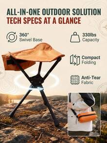 Rotatable Triangular Stool, Lightweight Folding Stool, Portable Folding Camping Stool, Max Load 550lbs, With Storage Bag, Sturdy Design, Unisex, Multi-Color Options, Suitable For Hiking, Fishing, Camping, Gathering, Picnic, BBQ, Outdoor, Party, Queuing, Camping Gear, Made Of Weather-Resistant Fabric - Multicolor - View 6