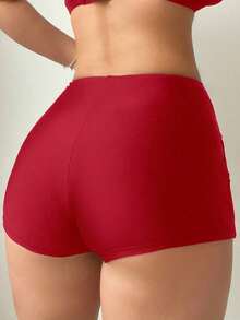 Fondo de bikini retorcido para mujer para la playa de verano y vacaciones - Rojo - Ver 2
