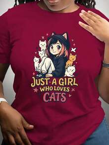 Summer Top - A Must-Have For Cat Girls - Featuring A Beautiful Anime-Style Girl Surrounded By Cute Feline Companions And A Catchy Slogan - A Breathable And Comfortable Top, Perfect As A Gift For A Best Friend And A Must-Have For Spring, Summer, And Fall. Women's Clothing, Short-Sleeved Top. 180g 100% Cotton - 白色的 - 查看 10