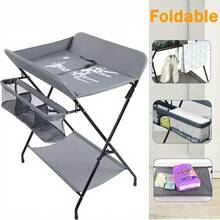 Folding Table With Storage Organizer - Gray - View 1