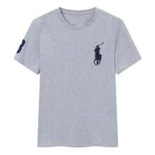 Camiseta de Verano 2026 para Hombre con Logo de Caballo, Cuello Redondo, Manga Corta, Corte Ajustado, de Algodón Estampado RL, Casual y Versátil, 100% Algodón - Negro - Ver 5