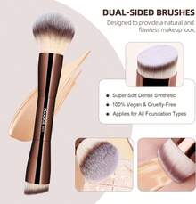 MAANGE Brochas de Maquillaje Profesional 20 Piezas Set de Brochas Maquillaje de Aluminio con Estuche de Terciopelo Sombra de Ojos en Polvo para Base de Maquillaje Perfecta para Regalar(Marrón) RDAH - Marrón - Ver 5