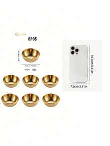 6 cái/8 cái đĩa chấm nước sốt phong cách Hàn Quốc bằng thép không gỉ, đĩa nhỏ thương mại, bát chấm lẩu, đĩa nước tương, dung tích 110ml - Vàng - Xem 11