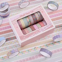 20卷装美观和纸胶带套装，10毫米（0.4英寸）宽彩色装饰胶带，适用于DIY艺术工艺、剪贴簿、日记本、计划本等文具用品 - 1 Set - 查看 12