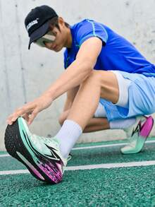 男士戶外跑步鞋 網布緩震透氣訓練鞋 奢華情侶越野時尚競速運動鞋 - 藍色 - 查看 4