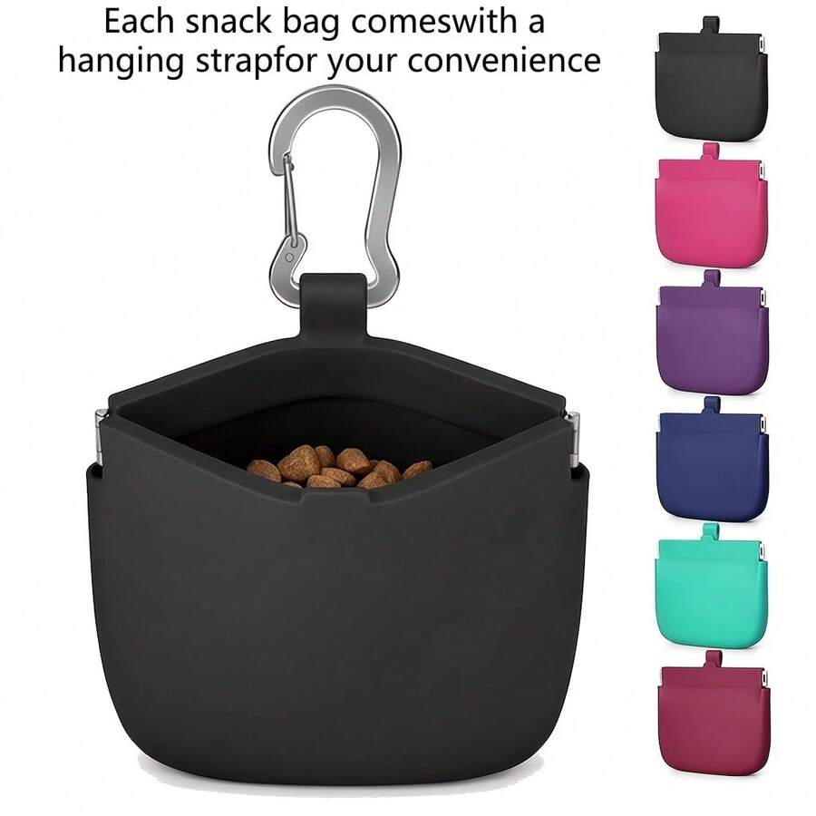 Bolsa de Silicone para Petiscos de Cachorro de Mão Única, Bolsa de Treinamento de Cachorro Pequeno de Bolso com Argola de Puxar e Tampa de Fechamento Automático (Alça de Pulso Incluída), Bolsa Portátil de Armazenamento de Petiscos para Animais de Estimação, Leve e Conveniente para Treinamento de Cachorro, Caminhada, Atividades ao Ar Livre, Material de Silicone Macio Fácil de Limpar, Bolsa Durável de Recompensa para Animais de Estimação, Tamanho de Bolso Compacto para Carregar, Adequado para Cães Médios e Pequenos, Filhotes, Acessório Essencial para Treinamento de Animais de Estimação, Disponível nas Cores Preto, Azul Marinho, Rosa, Azul Claro, Verde Escuro