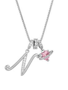 1 pieza Collar de acero inoxidable dorado con colgante de corazón rosa, letra personalizada y circonita cúbica exquisita, collar con letra de nombre simple, regalo de moda para novia, mamá, familia, amiga, hija, adecuado para aniversario, Día de San Valentín, Día de la Madre, cumpleaños, graduación, uso diario, boda, baile de graduación - Plateado - Ver 29