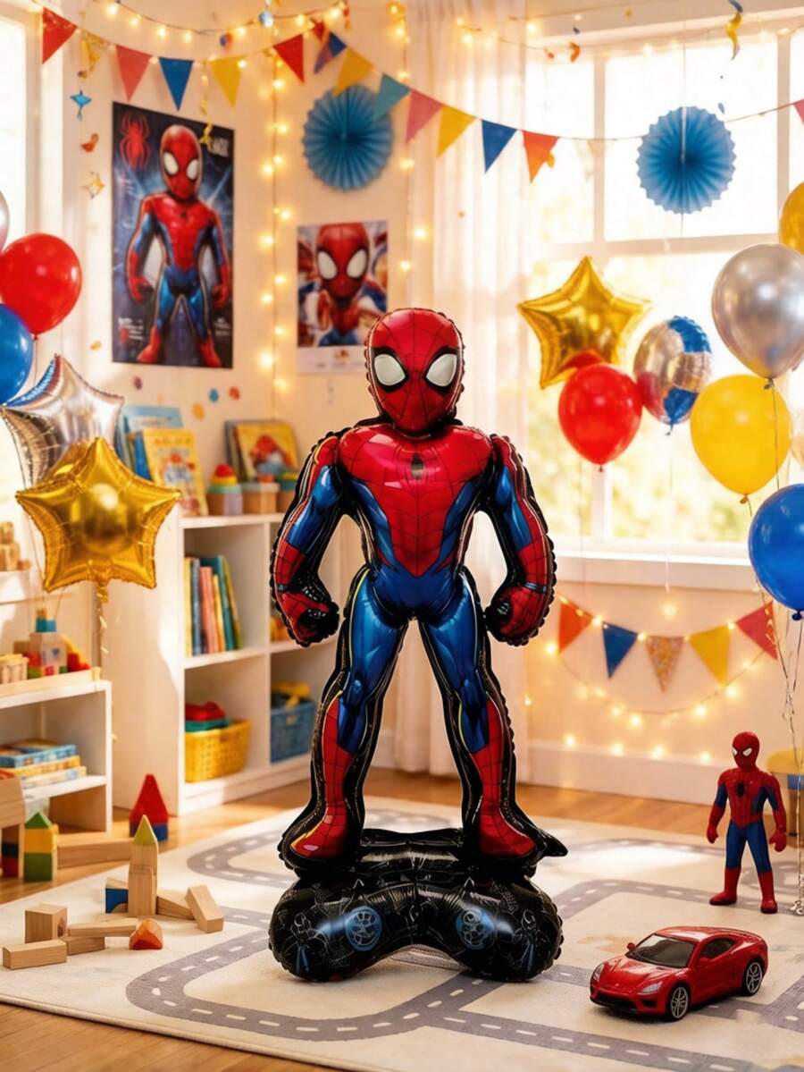 Bộ 4 mô hình bơm hơi ba chiều cỡ lớn chủ đề Siêu anh hùng Marvel Spider-Man & Iron Man & Stand, kèm banner, thích hợp trang trí tiệc sinh nhật, họp mặt gia đình và lễ hội. - Bộ bóng bay - Xem 1