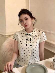 Summer Clothes For Women, Women's Tops, Y2K Tops, T-Shirts, Stylish Outfits, White Tops, Short-Sleeved, Office Casual, Summer, French Chic, Pure And Innocent Style, Lace Short-Sleeved Shirt, New Summer Butterfly Ribbon Trim Top - HH - Xem 4