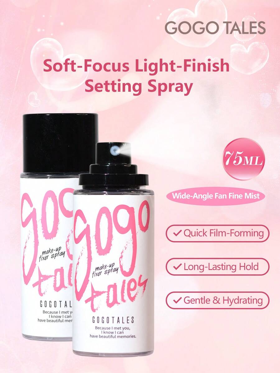 GOGO TALES 柔焦哑光定妆喷雾，防水持久不晕染，便携小巧，适合油性及干性肌肤，非常适合化妆新手和学生 GOGOTALES - 白色 - 查看 1