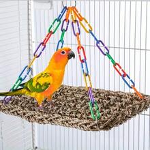 1pc Woven Bird Hammock With Adjustable Chains - Parrot And Small Bird Comfortable Swing Toy, Suitable For All Seasons - Multicolor - View 1