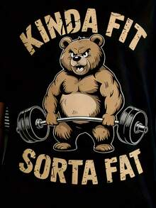 Camiseta de Levantamiento de Pesas con Diseño de Oso Fitness, Ligeramente Ajustada y Ligeramente Humorística - Camiseta de Gimnasio Vintage con Diseño de Oso, Estampado de Lema, Camiseta de Entrenamiento de Manga Corta - Regalo Ideal para Entusiastas del Culturismo y Ropa Casual, Talla Grande - Negro - Ver 4