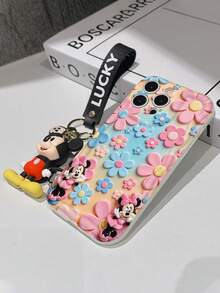 Disney Minnie Mouse Phone Case With Minnie Charm And Lanyard - Cute Minnie Protective Case With Pastel Floral Background And Pink Outfit Design, Equipped With Delicate Minnie Decorative Lanyard And Beaded Bracelet For Easy Carrying, Compatible With IPhone 17, 16, 15, 14, 13, 12, 11 Pro Series, Ideal For Birthdays, Holidays, Anniversaries, Graduation Gifts, Or Any Special Occasion To Surprise Family, Friends, Classmates, And Loved Ones. - 白色 - 查看 7