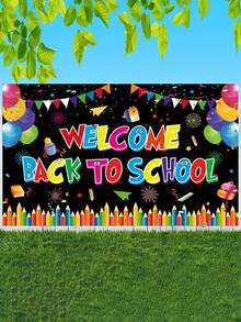 1pc - Welcome Back To School Classroom Decorative Backdrop Baby Shower. - Multicolor - View 4