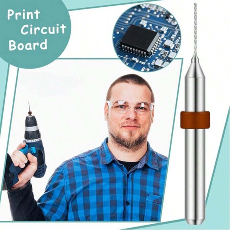 Bộ 10 mũi khoan siêu nhỏ bằng vonfram cacbua, mũi khoan CNC bằng thép vonfram dùng cho phay mạch in, khắc mạch in, chạm khắc trang sức (0.1-1.0mm, 0.3-1.2mm)