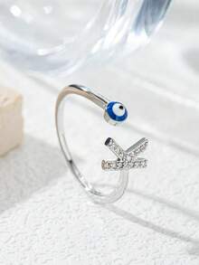 Elegant & Delicate Silver Letter A-Z Rings, Luxury Gift For Girlfriend, Party, Adjustable - Silver - View 7