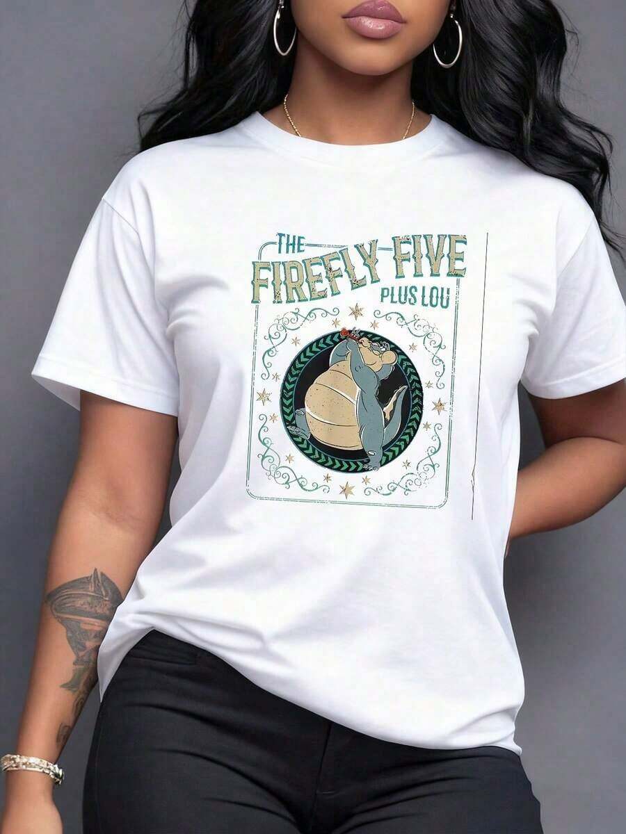 Graphic Of A Smiling Firefly Holding A Star That Symbolizes Hope And Inner Light In Dark Times. Women's T-Shirt With A Modern And Comfortable Cut For Everyday Wear, Casual Short Sleeves. - 白色 - 查看 1