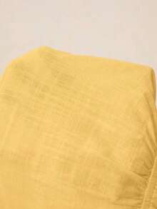 Camisa casual de mujer de unicolor con cuello en V y detalle de nudo en la parte delantera, de manga larga - Amarillo - Ver 9