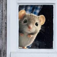 1/3/5pcs Static Glass Film, Cute Probe Mouse Pattern Window Sticker, Double-Sided Printing Removable Privacy Screen Decal, Decorative Sunshade For Home Window Decoration And Interior Glass Surface Ornament - Cute Mouse Window Stickers - View 7