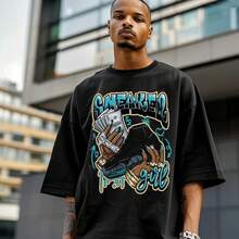 Dunkare Sneaker Match Graphic T-Shirt For Men And Women - Retro Gamma Blue 11s Streetwear | Unisex, Regular Fit, Vintage Style Y2K - 白色 - 運動鞋女孩金錢塗鴉 - 查看 3