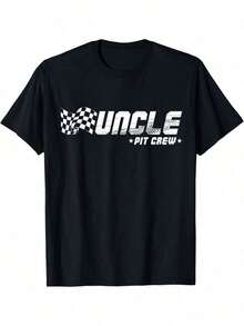 Summer T-Shirts - Men's Racing-Themed T-Shirt Uncle Pit Crew - 100% Cotton, Comfortable Fit With Short Sleeves, Summer And Casual Wear, Cotton T-Shirt With A Racing Car Theme. - Black - View 6