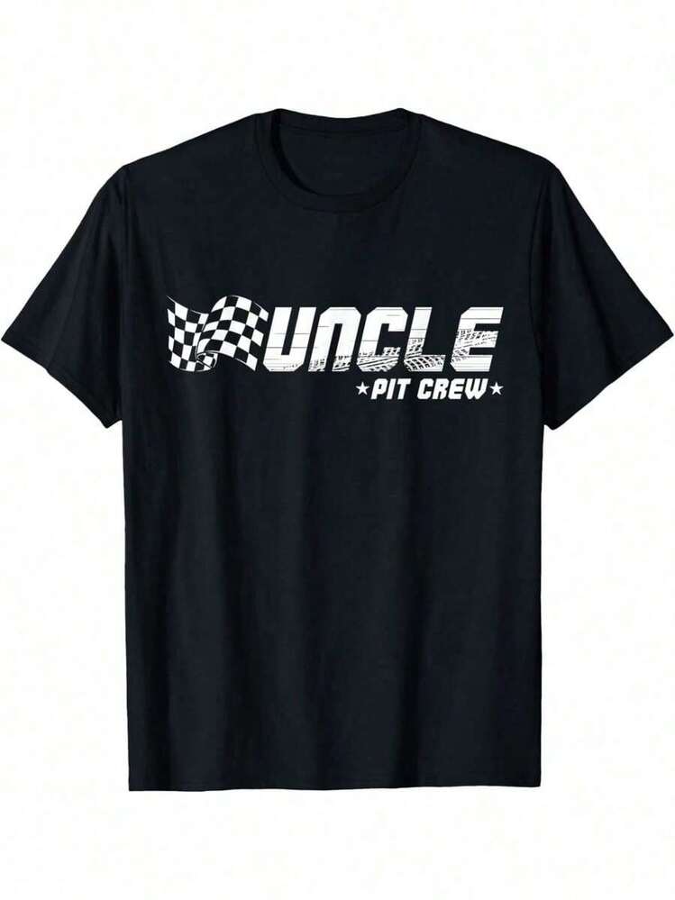 Summer T-Shirts - Men's Racing-Themed T-Shirt Uncle Pit Crew - 100% Cotton, Comfortable Fit With Short Sleeves, Summer And Casual Wear, Cotton T-Shirt With A Racing Car Theme. - 黑色 - 查看 6
