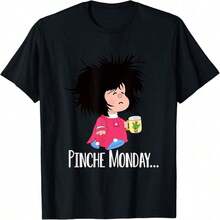 Pinche Monday Funny Sleepy Mafalda Spanish T-Shirt  blusa casual mujer  playeras de mujer algodon - Negro - Ver 7