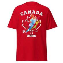 Copa Mundial Canadá Verano 2026, Nueva Camiseta Unisex de Algodón Puro, Casual, Talla Grande, Cuello Redondo y Corte Holgado - Blanco - Ver 6