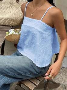 Top de tirantes de uso diario versátil y casual de unicolor para mujer - Celeste - Ver 6