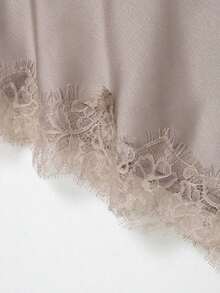 Seelio Nuevo Top de estilo lencería sexy con decoración de encaje, estilo europeo y americano, para mujer, color negro, para verano - Caqui - Ver 7