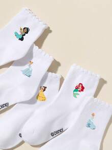 5 đôi tất trẻ em họa tiết Disney/Công chúa, họa tiết công chúa hoạt hình dễ thương, tất ren mềm mại, thân thiện với da, thoáng khí, thấm hút mồ hôi, thích hợp làm quà tặng sinh nhật/ngày lễ/hoạt động trường học/biểu diễn sân khấu/mặc hàng ngày. - Nhiều màu - Xem 5