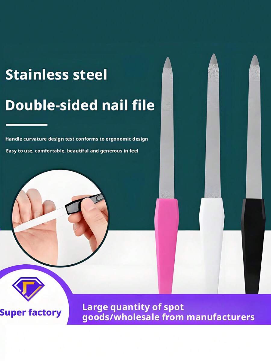 4 Pieces Professional Double-Sided Nail Files, For Creating Smooth And Shiny Nails - Highly Suitable For Both Home And Salon Use - Multicolor - View 1