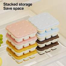 New PP Pressed Ice Tray With Lid, Cookie Ice Tray, Refrigerator Freezing Mold - 藍色 - 查看 1