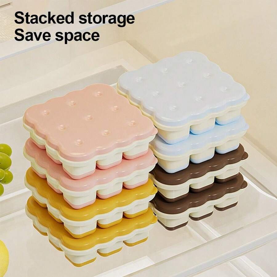 New PP Pressed Ice Tray With Lid, Cookie Ice Tray, Refrigerator Freezing Mold - Màu xanh lam - Xem 1