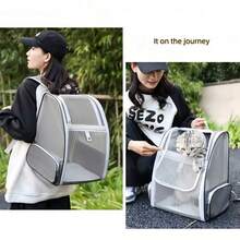 Breathable Mesh Dual-Shoulder Pet Carrier Backpack-Portable Travel Bag For Cats Foldable Design, With Free Small Blanket, Ideal For Carrying Pets During Outdoor Travel - Multicolor - View 5