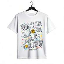 Tops para mujer de Mujer con Estampado de Símbolos y Texto - Estilo-Hop Urbano, Casual, Holgada, de Manga Corta, para Uso Diario en Verano - Blanco - Ver 2