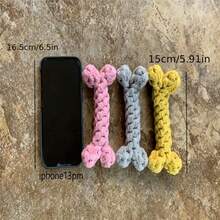 Juguete para masticar con forma de hueso de varios colores, juguete de cuerda de algodón trenzado para perros, juguete de rompecabezas para razas pequeñas y medianas - Color Aleatorio - Ver 5