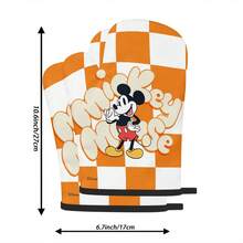 Găng tay lò nướng kẻ caro hình chuột Mickey của Disney, màu cam và trắng, dùng cho lò nướng, lò vi sóng, nồi hấp, chảo nóng, bảo vệ tay khỏi đồ dùng nấu nướng nóng. - Màu hỗn hợp - Xem 5