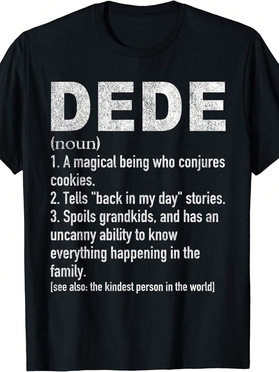 Camiseturas para Mujer 0XL-5XL | Definición y Chistes Drtidos de Abuela Dede - Negra con Texto Blanco, Manga Corta Casual de Cuello Redondo, Idea de Regalo de Humor Familiar, Para Todas las Estaciones, Cuello Redondo, Corte Regular