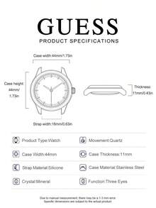 Guess Men's Quartz Watch Gold Tone Crystal Encrusted Multi Dial Wristwatch Black Silicone Strap Statement Dress Watch for Party Nightclub Festival Streetwear Dating Ideal Gift for Him on Birthday Anniversary Valentines Day Perfect for Bold Glamorous Style Enthusiasts - 黑色 - 查看 5