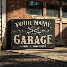 1pc Customized Aluminum Garage Sign, Personalized Metal Plaque With Name, Renowned Repair Shop Logo, Size 20.32X30.48cm, No Electricity Needed, Ideal For Home Decor, Great Gift For DIY Enthusiasts - Multicolor - View 8