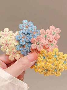 5pcs Embroidered Flower Hair Clips, Suitable For Teenagers, Side Bangs Clips, Sweet And Exquisite Hair Accessories, Luxurious Japanese-Style Hair Decorations - Multicolor - View 3