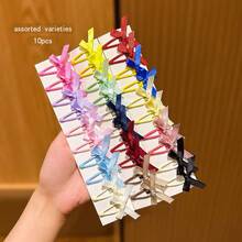 10 piezas de pasadores de pelo con lazo de colores aleatorios, estilo dulce adecuado para uso diario - Multicolor - Ver 10