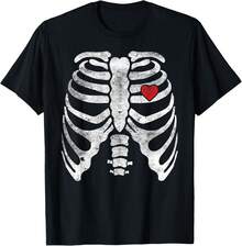 Blusas para mujer camiseta halloween estampado esqueleto corazon caja toracica unisex nacional envio - Negro - Ver 2