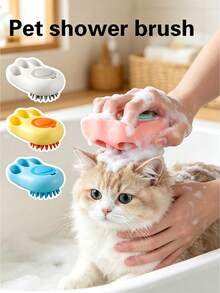 1 chiếc bàn chải tắm cho thú cưng, lược massage chân mèo bằng silicon mềm, bàn chải chải chuốt đa năng cho thú cưng. - Nhiều màu - Xem 1